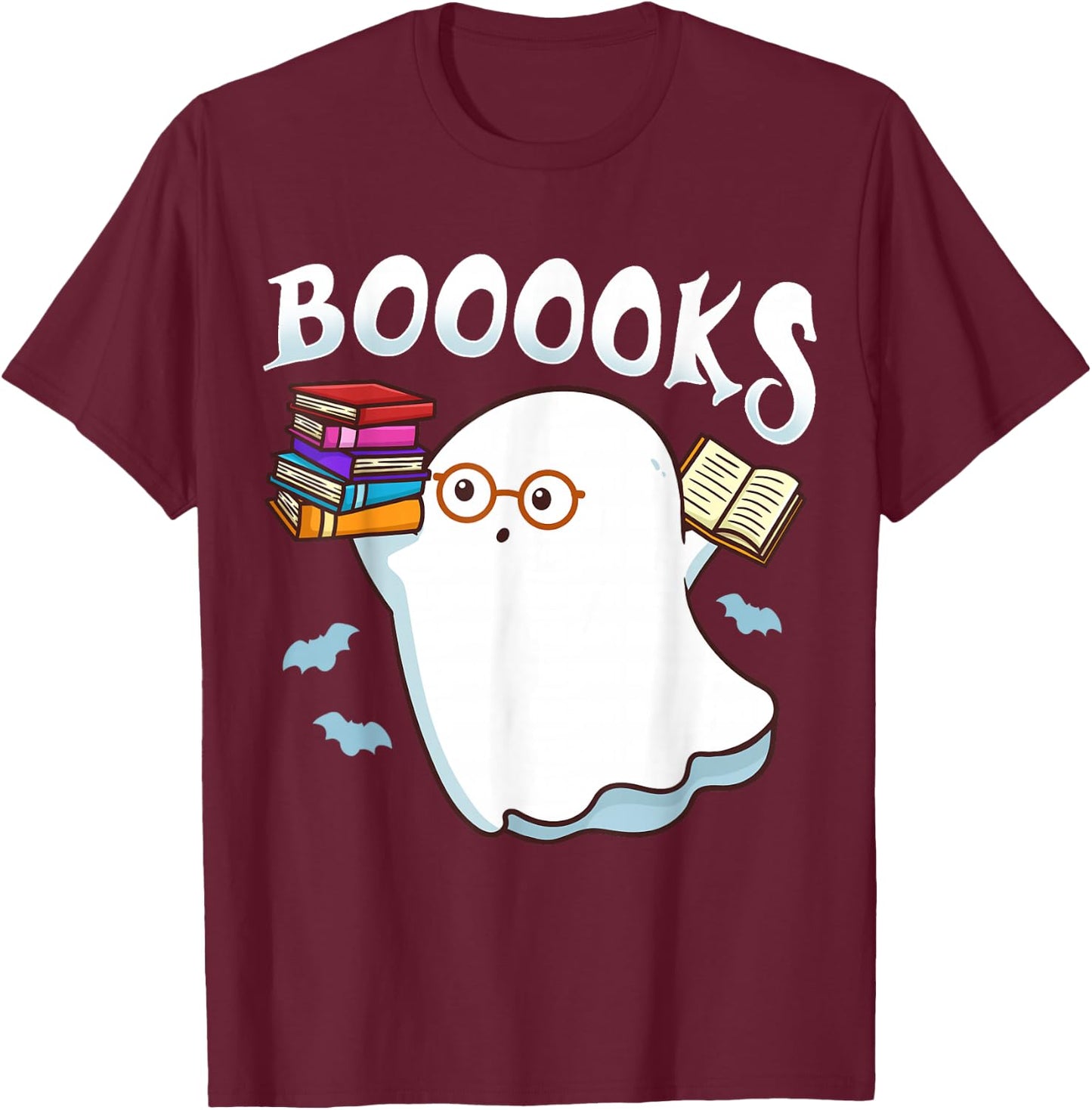 Halloween Books Librarian English Teacher Reader Reading T-Shirt - T-Shirt | Maroon