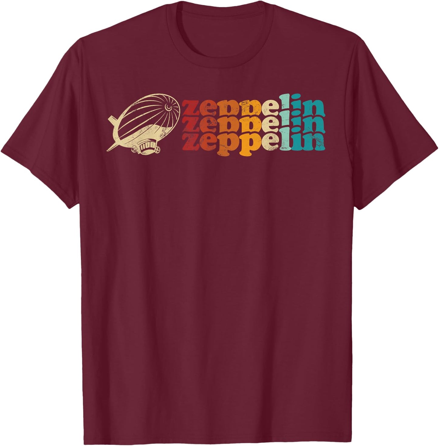 Dirigible Airship Retro Zeppelin 70s 80s Zepelin Zepplin T-Shirt - T-Shirt | Maroon