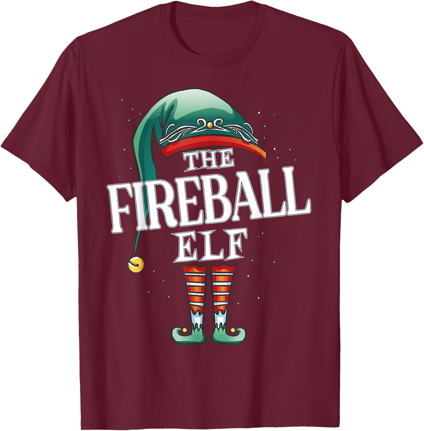 Fireball Elf Christmas Group Xmas Pajama Party T-Shirt - T-Shirt | Maroon