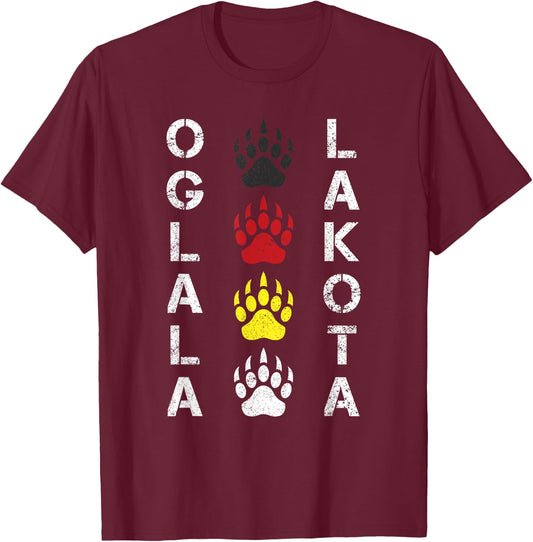 Oglala Lakota Sioux Native American Mountain Warrior T-Shirt - T-Shirt | Maroon