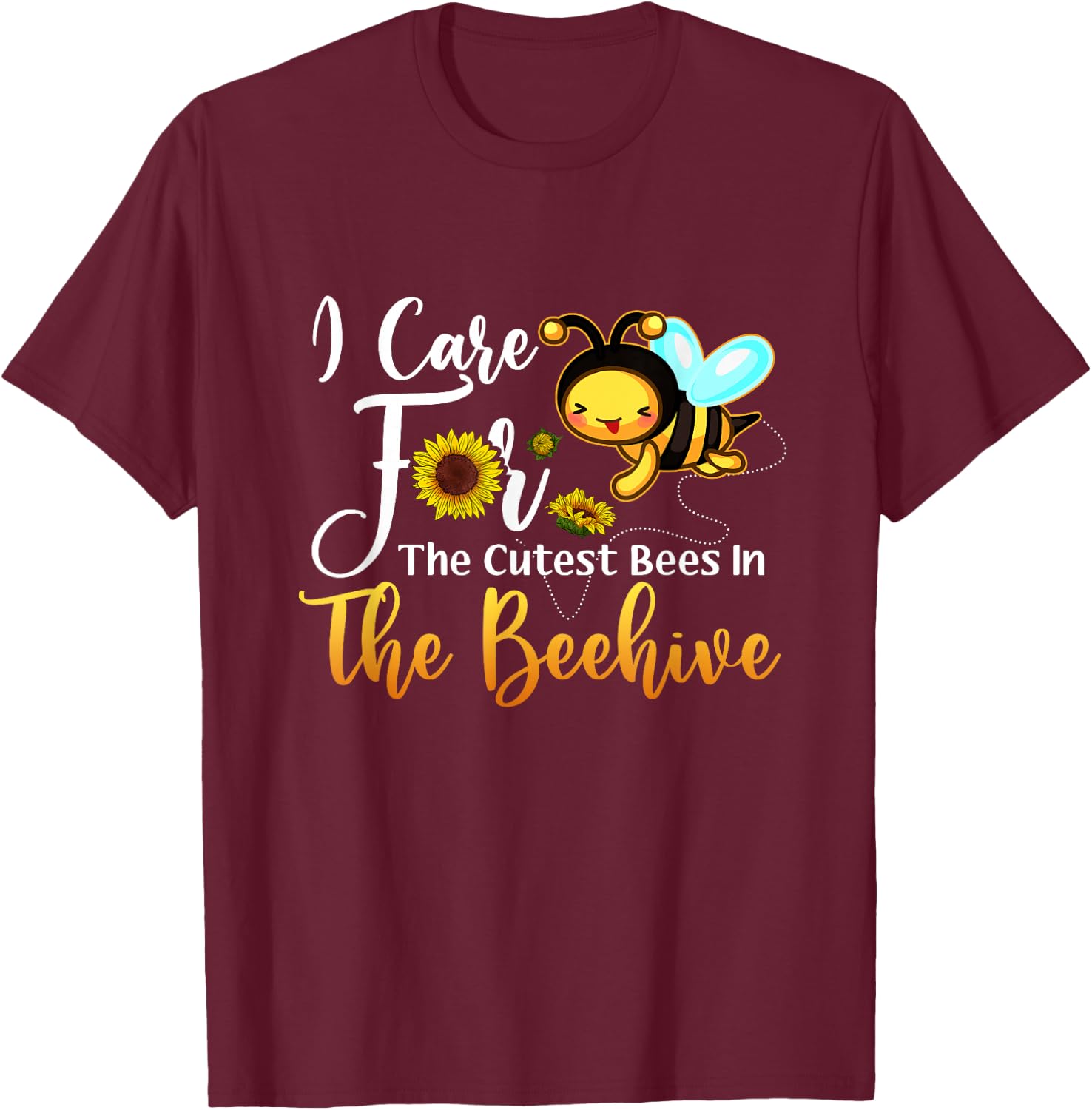 I Care For The Cutest Bees In Beehive School Nurse First Day T-Shirt - T-Shirt | Maroon