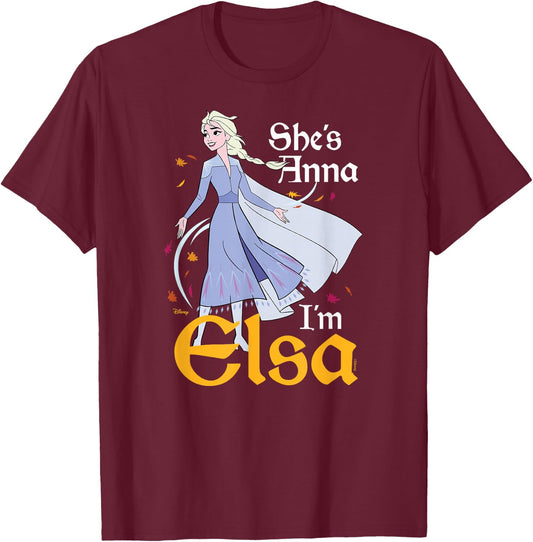 Frozen - She's Anna I'm Elsa T-Shirt - T-Shirt | Maroon