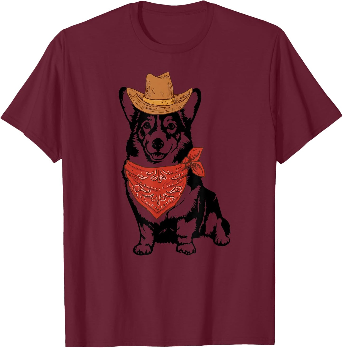 Cowboy corgi T-Shirt - T-Shirt | Maroon