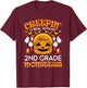 Creepin It Real with My 2nd Grade Monsters Halloween Teacher T-Shirt - T-Shirt | Maroon