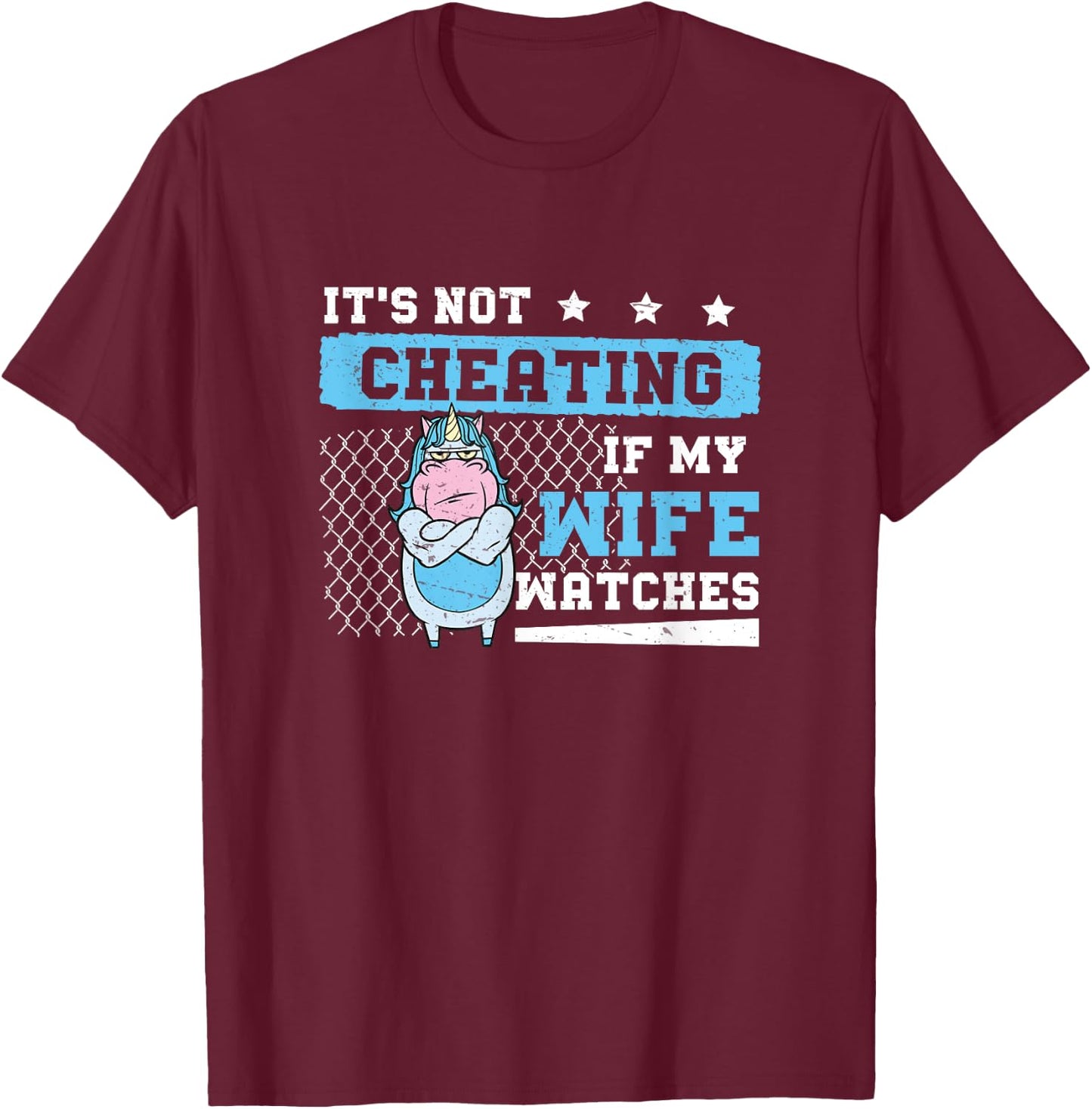 It's Not Cheating If My Wife Watches Funny Polyamory Couple T-Shirt - T-Shirt | Maroon