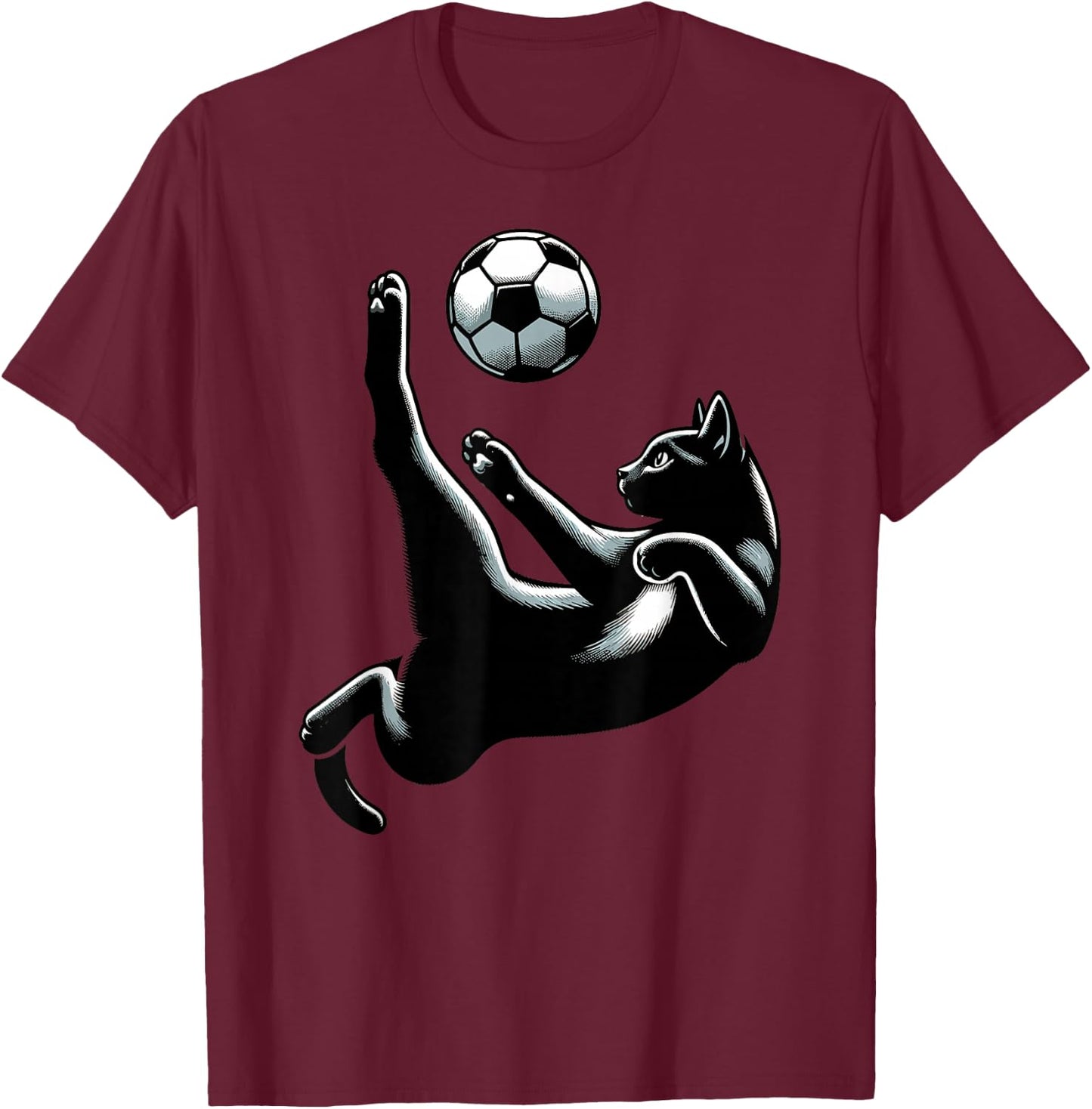 Black Cat Bicycle Kick - Soccer Fans Women Men Kids T-Shirt - T-Shirt | Maroon