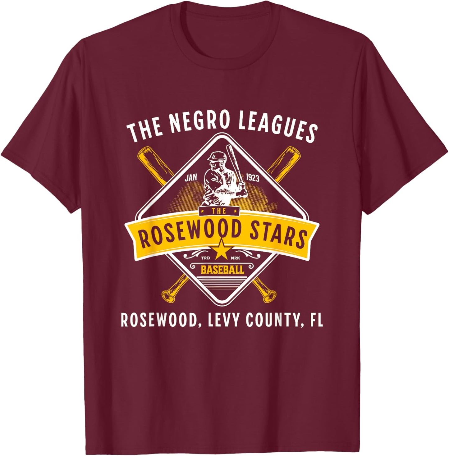 1923 Rosewood Stars Negro League Historical Legacy T-Shirt - T-Shirt | Maroon