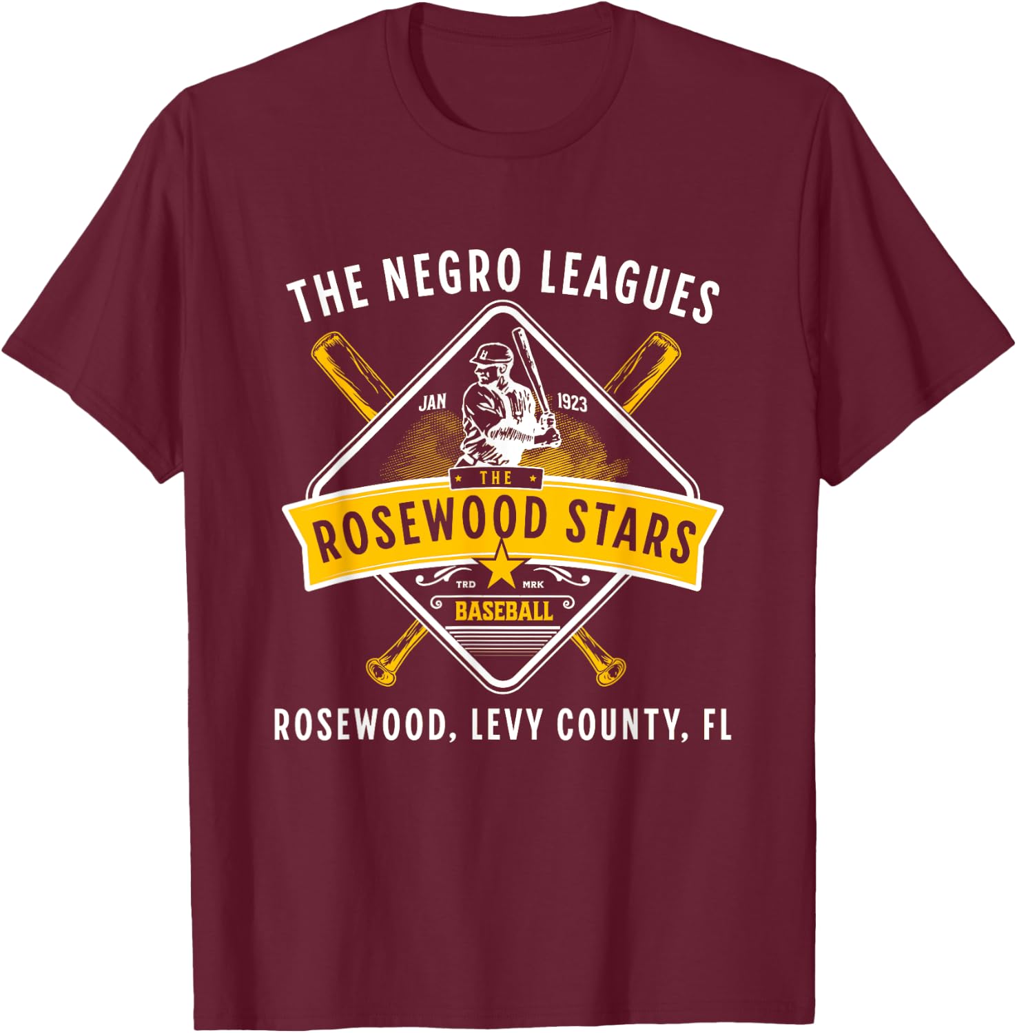 1923 Rosewood Stars Negro League Historical Legacy T-Shirt - T-Shirt | Maroon