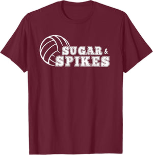 Sugar and Spikes Volleyball T-Shirt - T-Shirt | Maroon