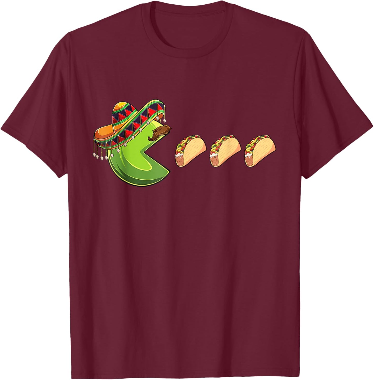 Funny Eating Tacos Cinco De Mayo Boys Kids Woman Men Mexican T-Shirt - T-Shirt | Maroon