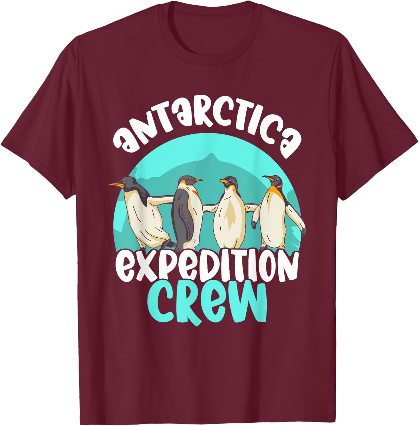 Lover Antarctica Map Cold South Antarctica Expedition Crew Penguin Retro Vintage Continent T-Shirt - T-Shirt | Maroon