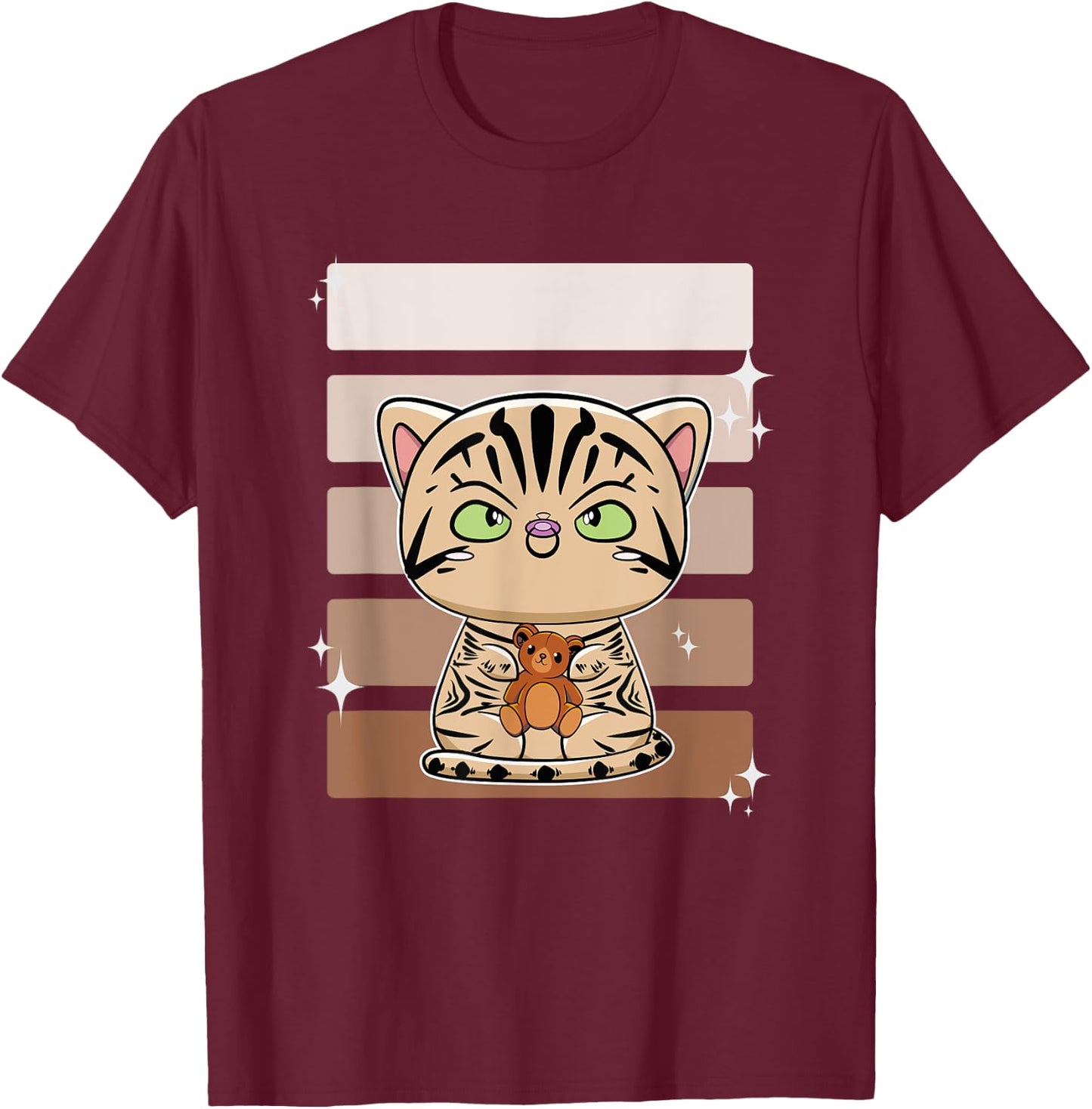 American Shorthair Anime Bear Toy T-Shirt - T-Shirt | Maroon