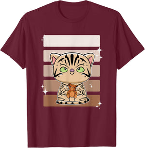 American Shorthair Anime Bear Toy T-Shirt - T-Shirt | Maroon