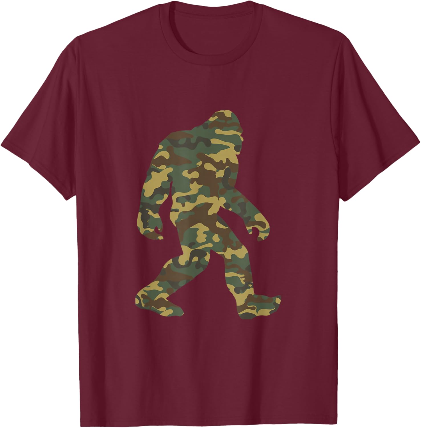 Camouflage Bigfoot Sasquatch Camo Army Pattern Big Foot T-Shirt - T-Shirt | Maroon