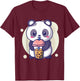 Cute Kawaii Panda Drinks Boba Bubble Tea Kawaii Aesthetic T-Shirt - T-Shirt | Maroon