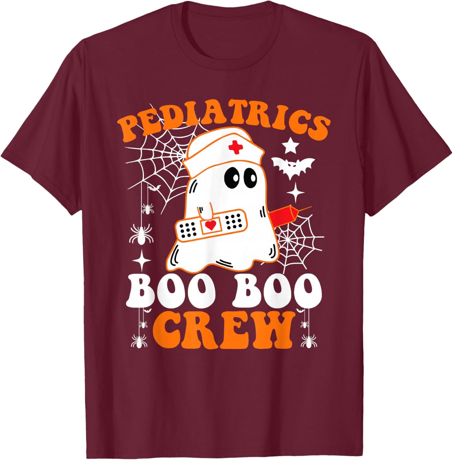 Pediatrics Boo Boo Crew Shirt Funny Nurse Ghost Halloween T-Shirt - T-Shirt | Maroon