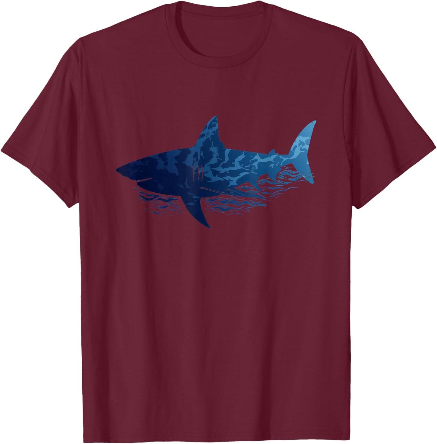 Shark Water Graphic T-Shirt - T-Shirt | Maroon