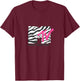 MTV Music Television Retro Eighties Neon Zebra Print Logo T-Shirt - T-Shirt | Maroon