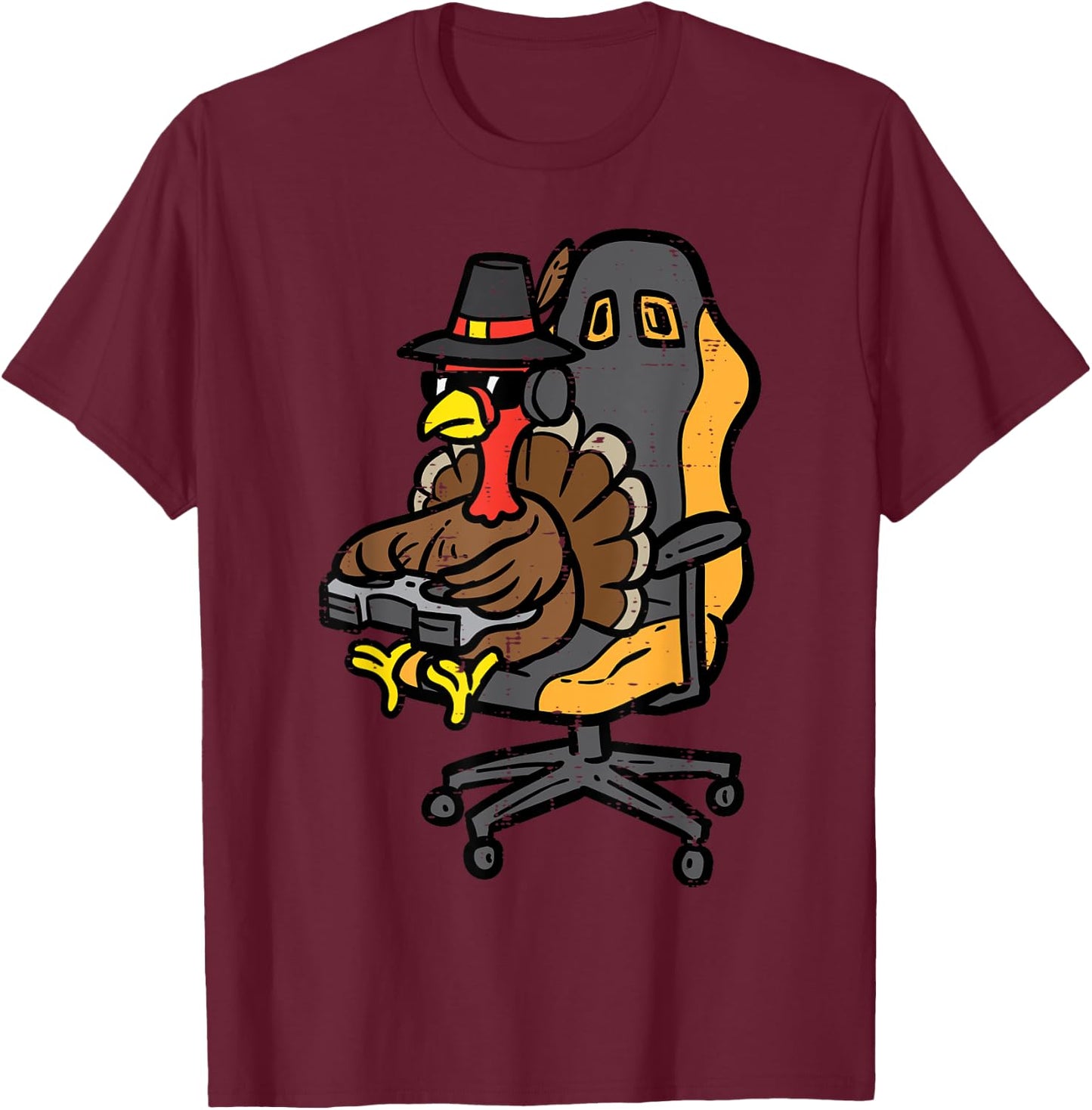 Thanksgiving Turkey Gaming Gamer Men Boys Kids Teen Youth T-Shirt - T-Shirt | Maroon
