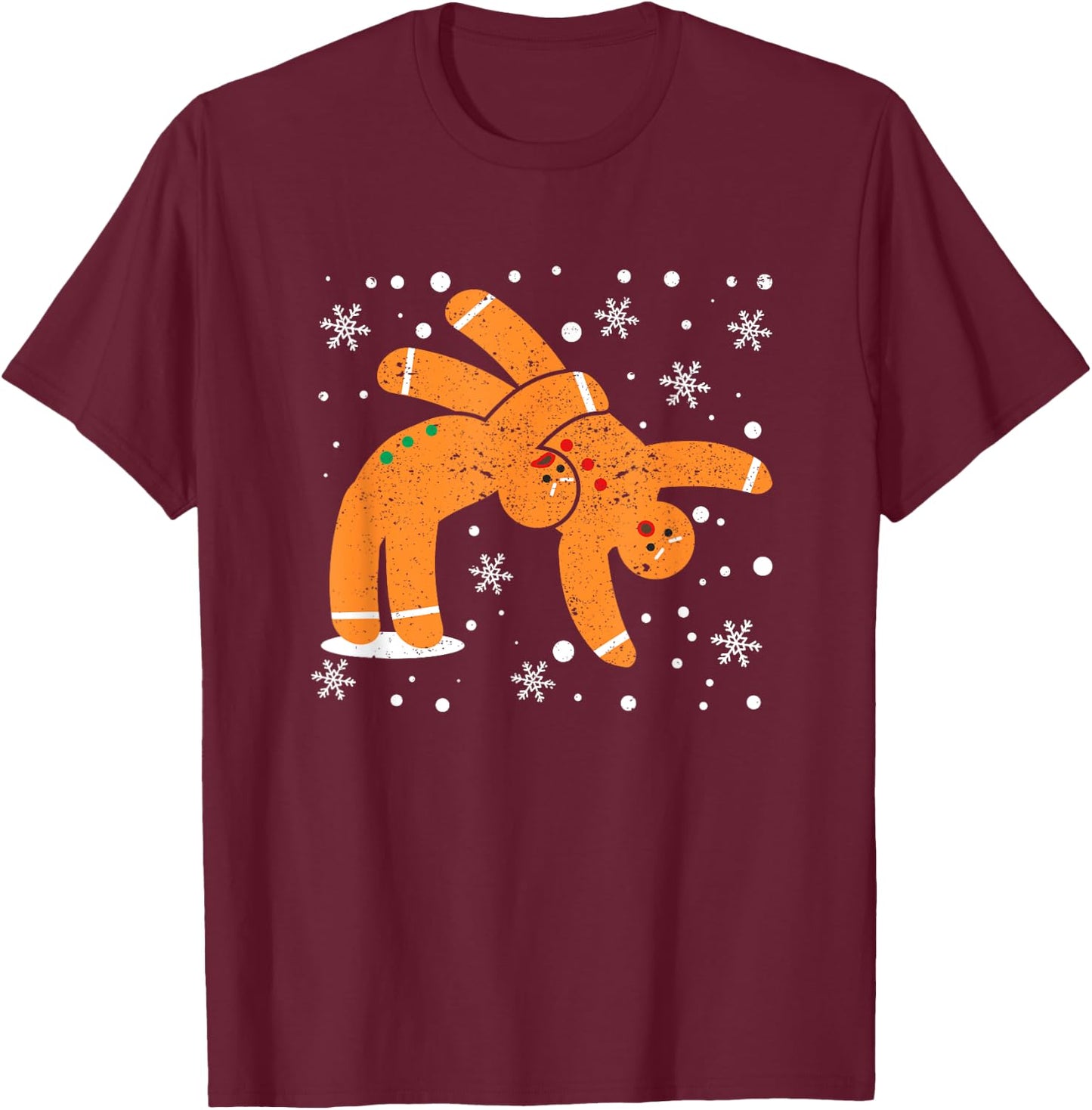 Gingerbread Man Cookies Christmas Funny Fighting Wrestling T-Shirt - T-Shirt | Maroon