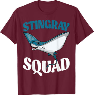 Stingray Squad Sea Ocean Nature Funny Animal Underwater T-Shirt - T-Shirt | Maroon