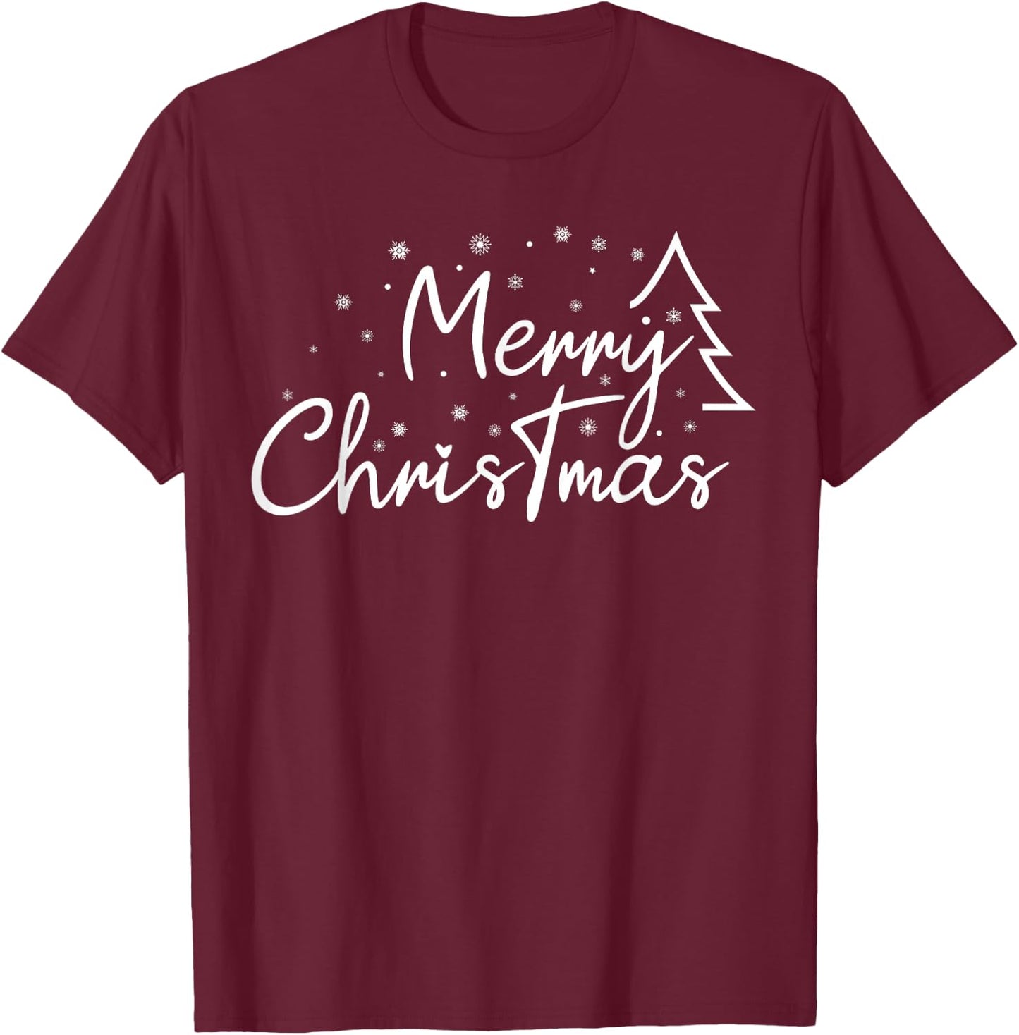 Cute Simple Merry Christmas Tree Family Matching Pajama Xmas T-Shirt - T-Shirt | Maroon