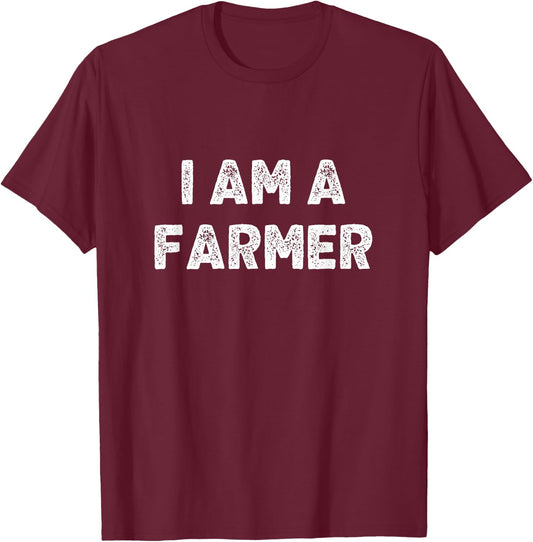 I Am A Farmer Halloween I'm Simple Costume Easy T-Shirt - T-Shirt | Maroon