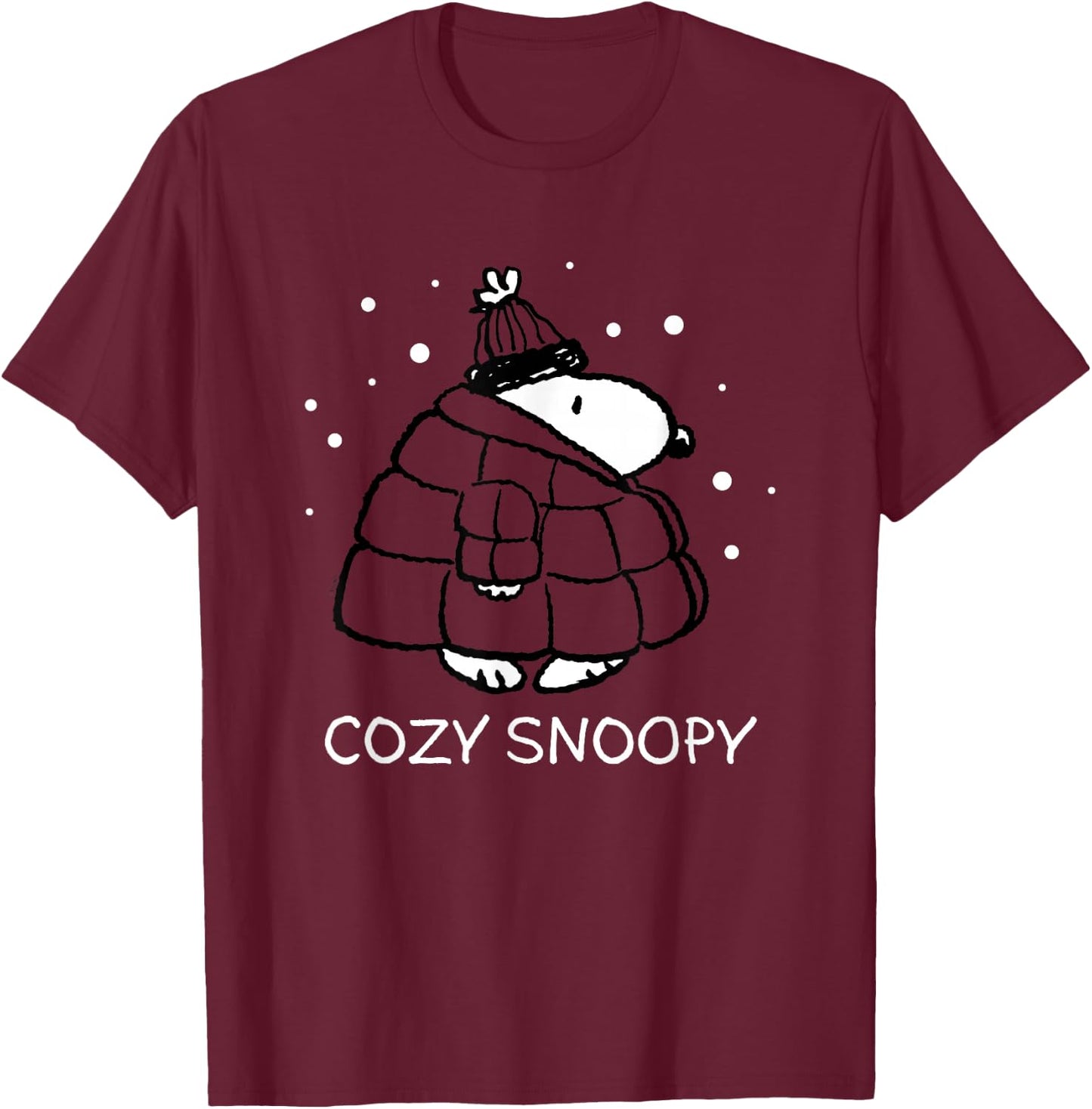 Peanuts - Cozy Snoopy T-Shirt - T-Shirt | Maroon
