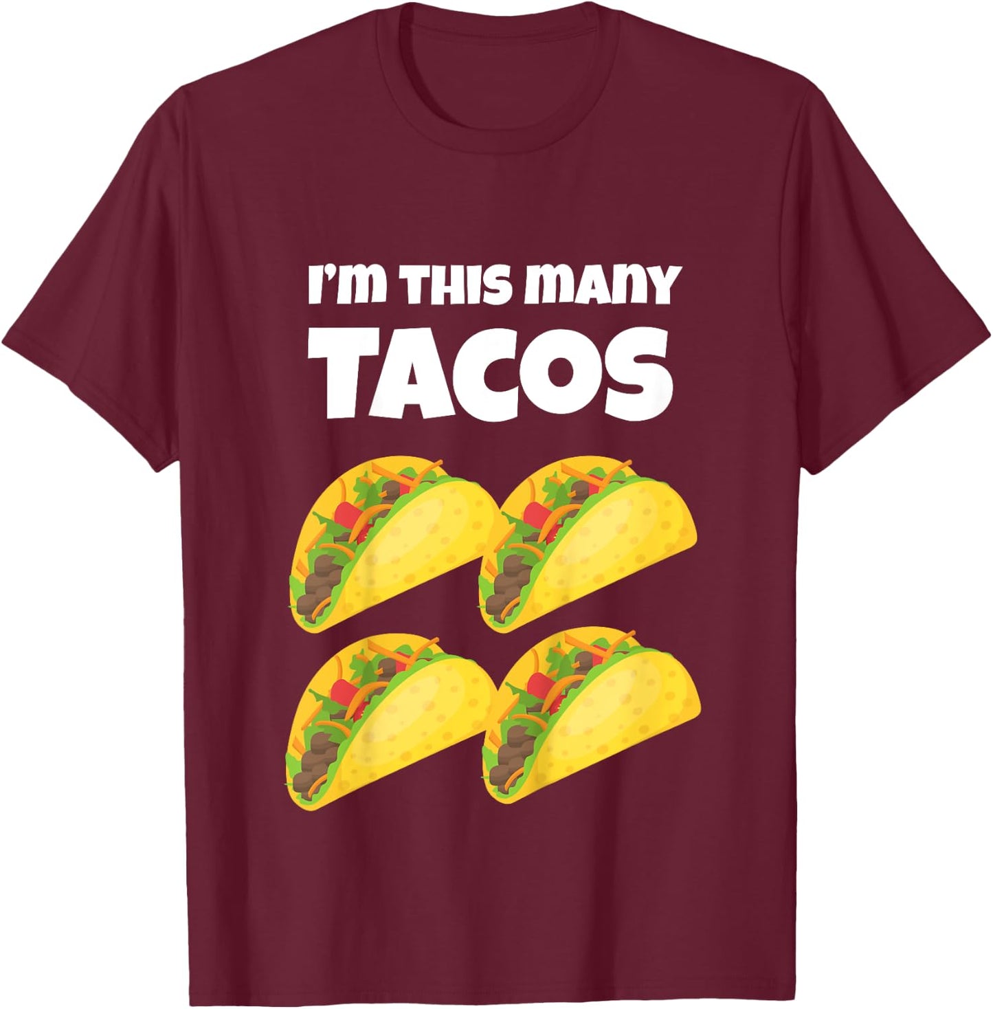 Cute Taco 4th Birthday I'm This Many Tacos 4-Year-Old T-Shirt - T-Shirt | Maroon