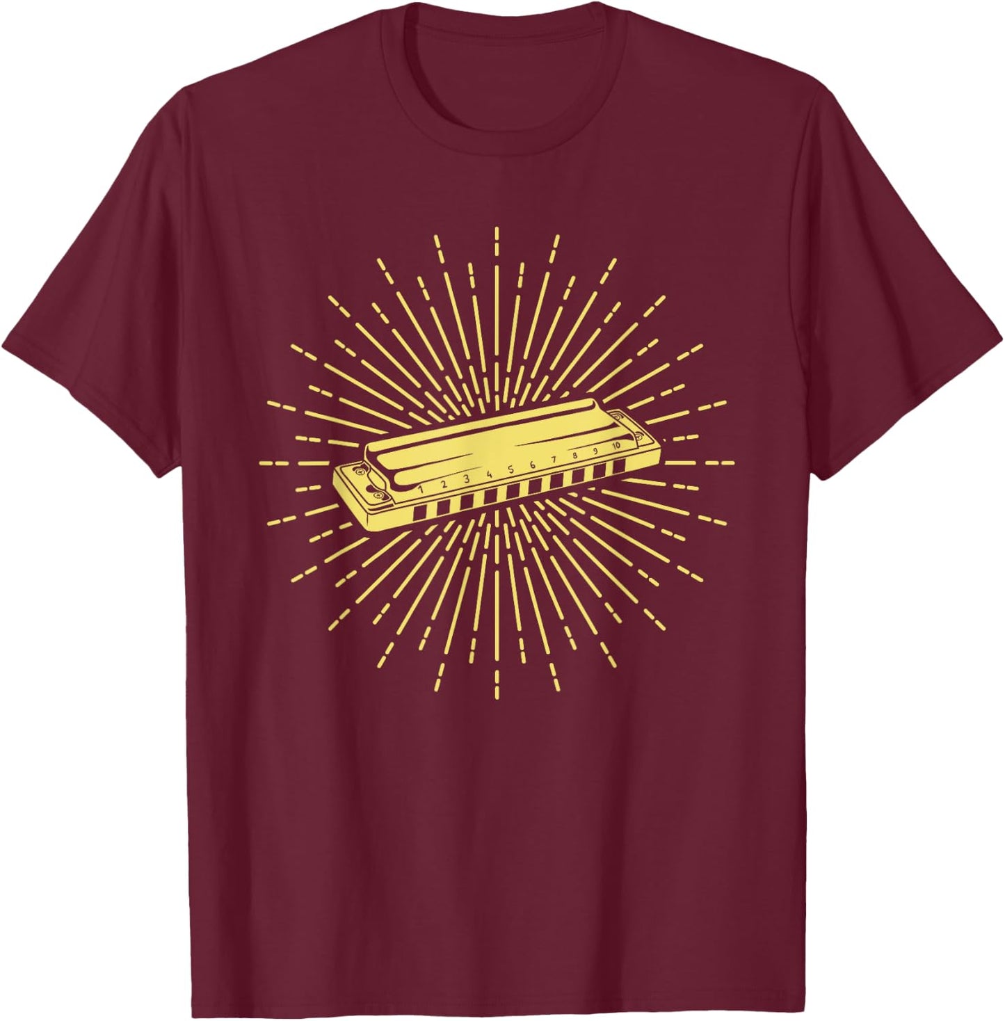 Vintage Harmonica Player Harmonicist French Harp Player T-Shirt - T-Shirt | Maroon