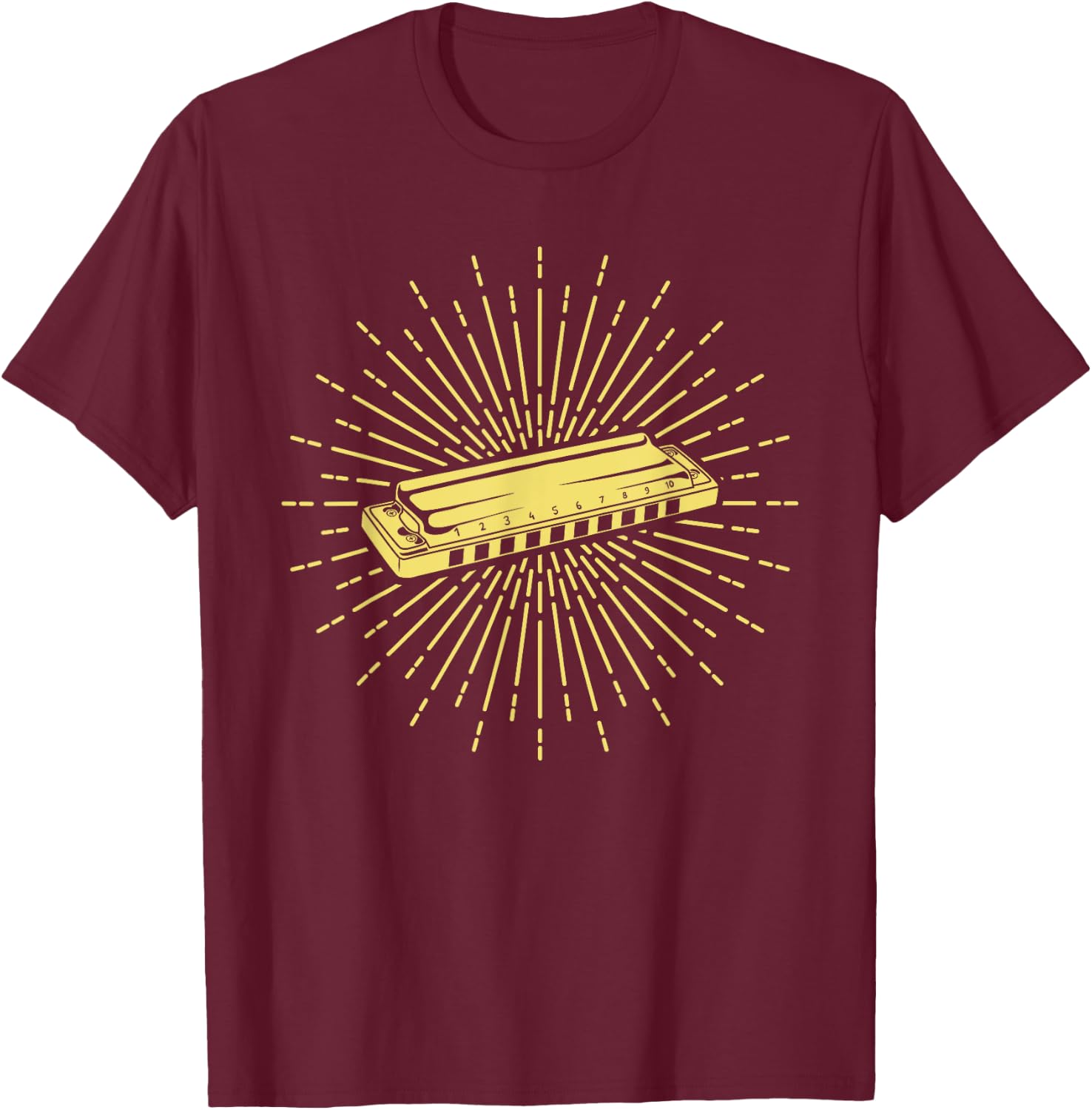 Vintage Harmonica Player Harmonicist French Harp Player T-Shirt - T-Shirt | Maroon