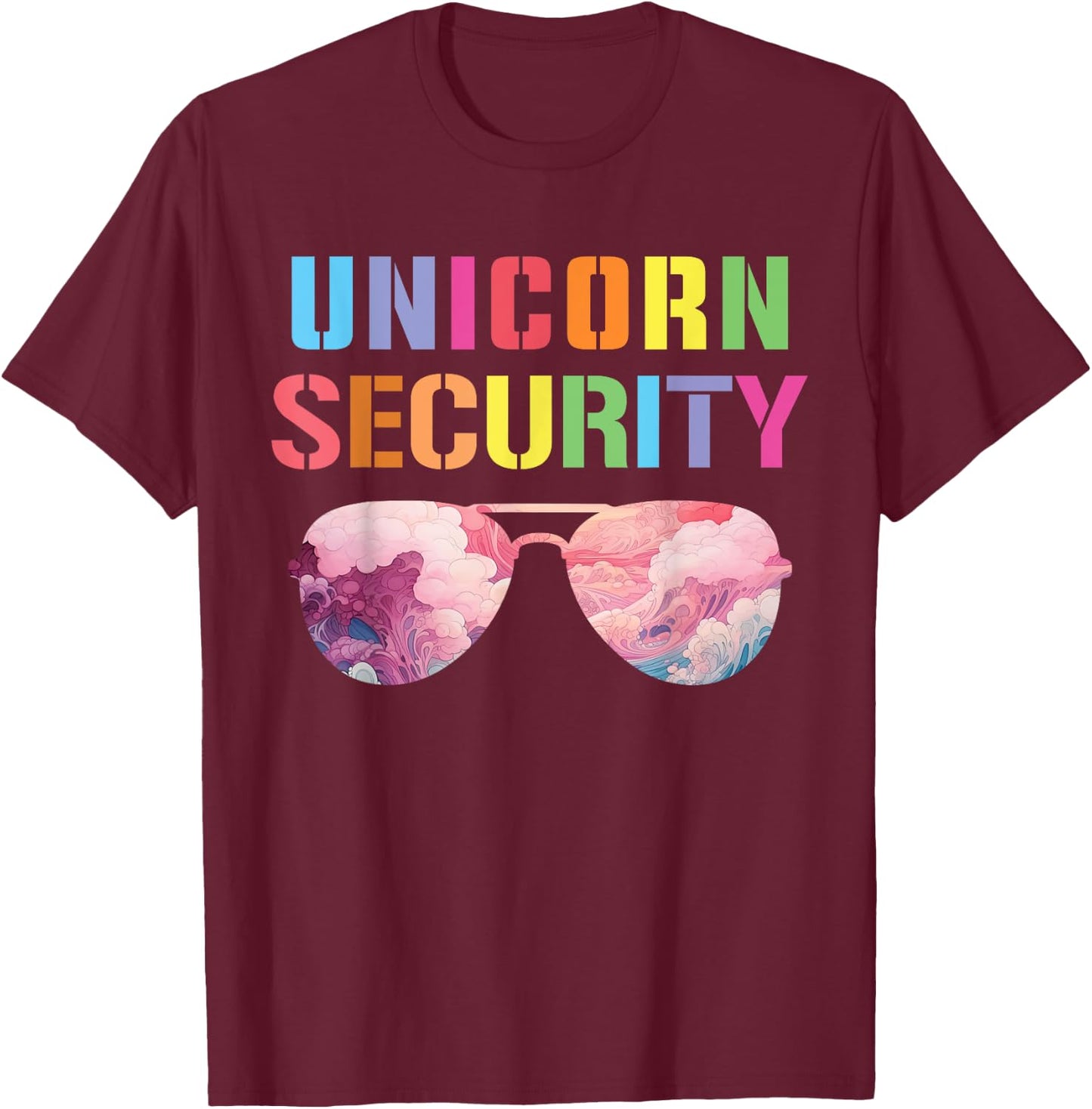 Halloween Dad Mom Daughter Adult Costume, Unicorn Security T-Shirt - T-Shirt | Maroon