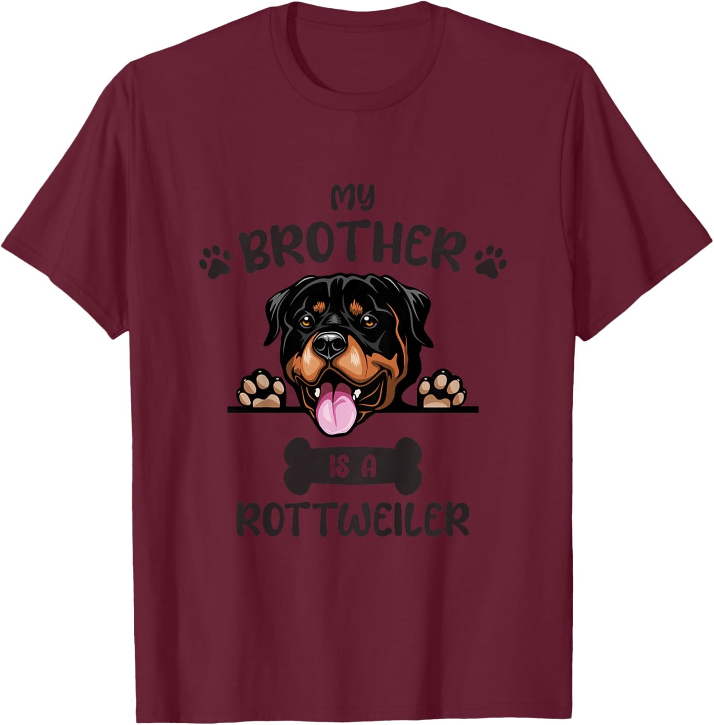 Kids My Brother Is A Rottweiler Cute Dog Breed T-Shirt - T-Shirt | Maroon