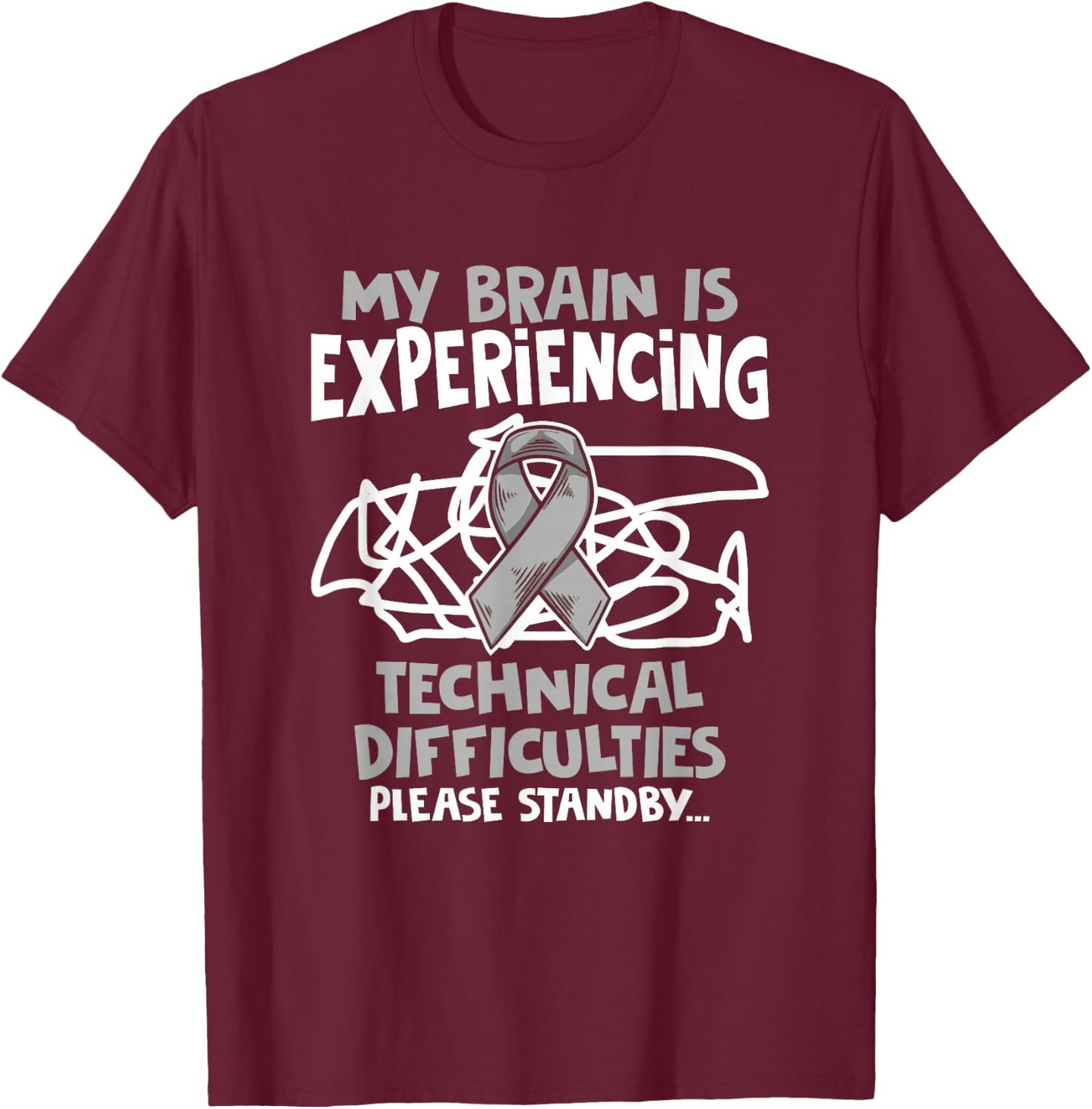 My Brain Technical PD Patients Parkinson's Disease Warrior T-Shirt - T-Shirt | Maroon
