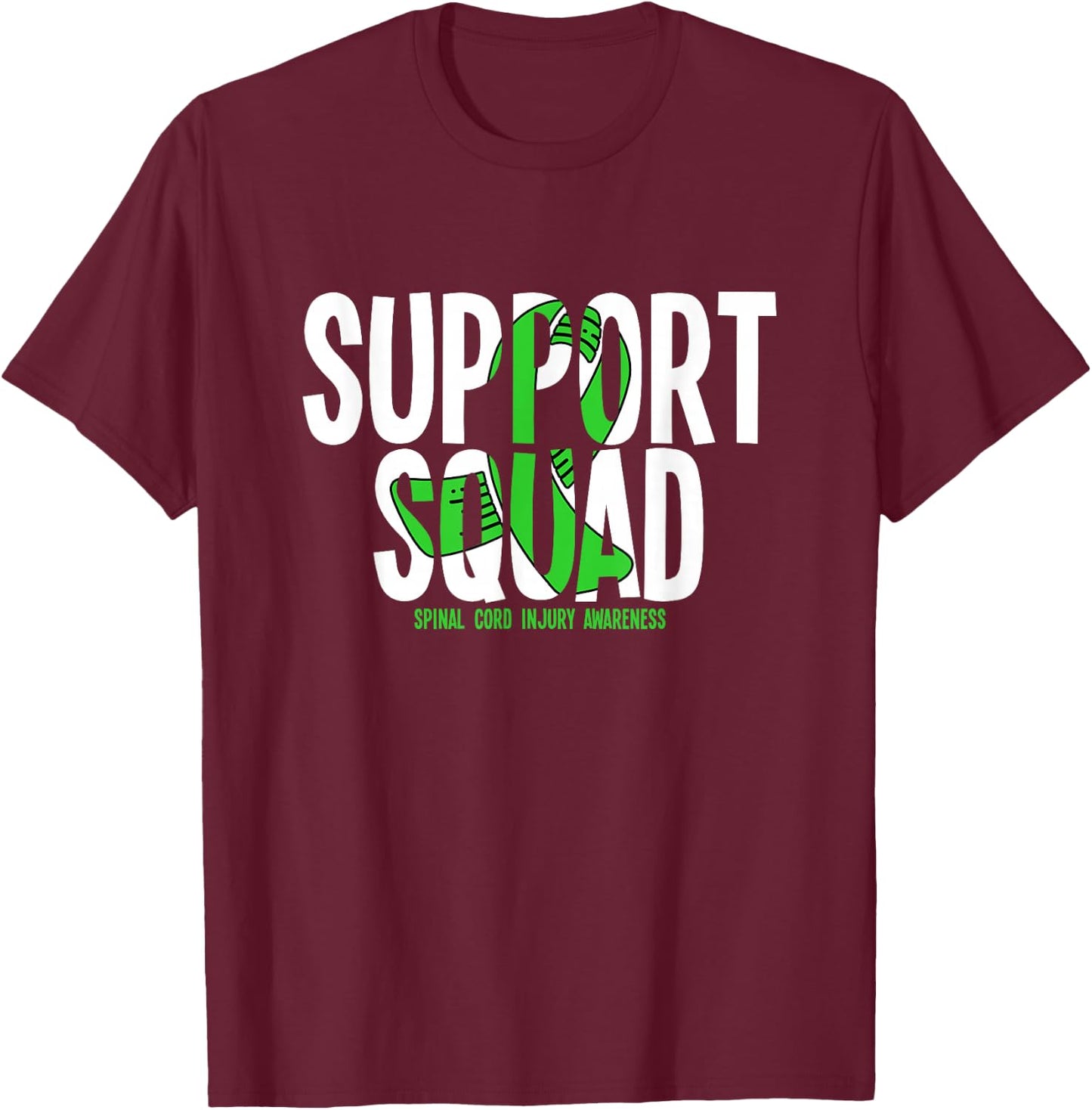 Support Squad Spinal Cord Injury Awareness T-Shirt - T-Shirt | Maroon