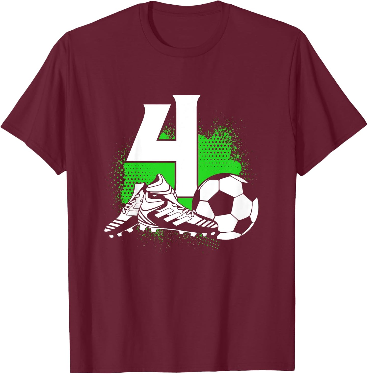 Kids 4 Years Old Boy 4th Birthday Gift Bday Soccer T-Shirt - T-Shirt | Maroon