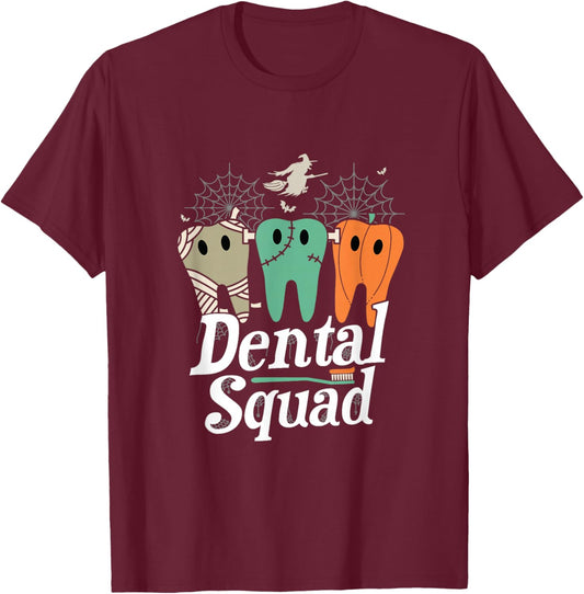 Dental Squad Halloween Costume Trick Or Treat Dentist T-Shirt - T-Shirt | Maroon
