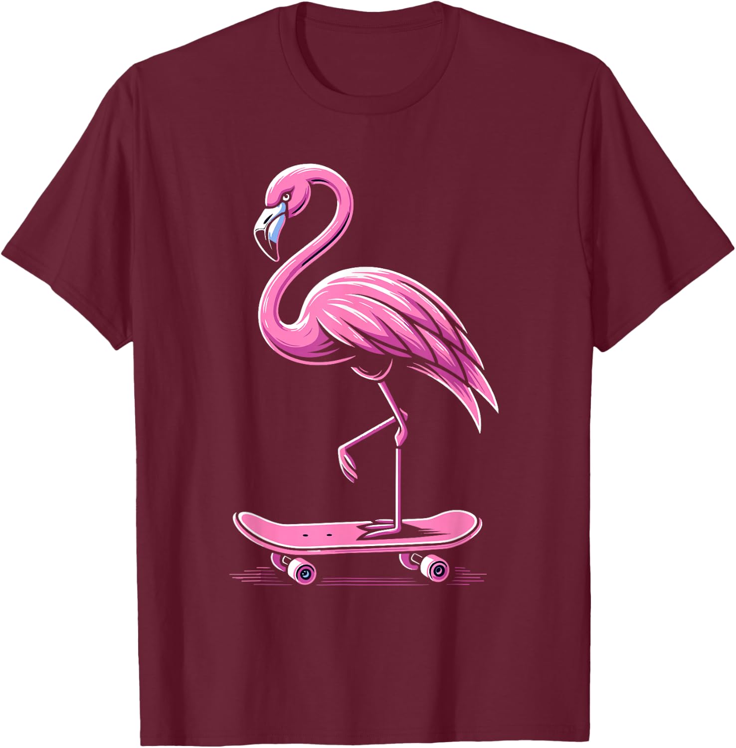 Skateboarding Flamingo Skater Skateboarder Women T-Shirt - T-Shirt | Maroon