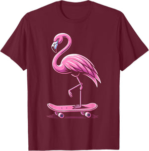 Skateboarding Flamingo Skater Skateboarder Women T-Shirt - T-Shirt | Maroon