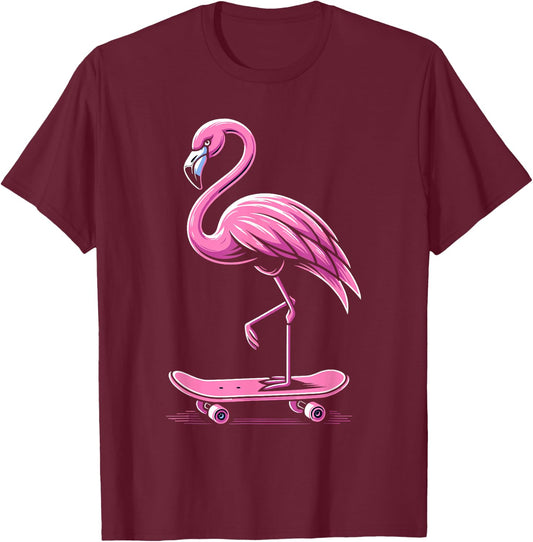 Skateboarding Flamingo Skater Skateboarder Women T-Shirt - T-Shirt | Maroon