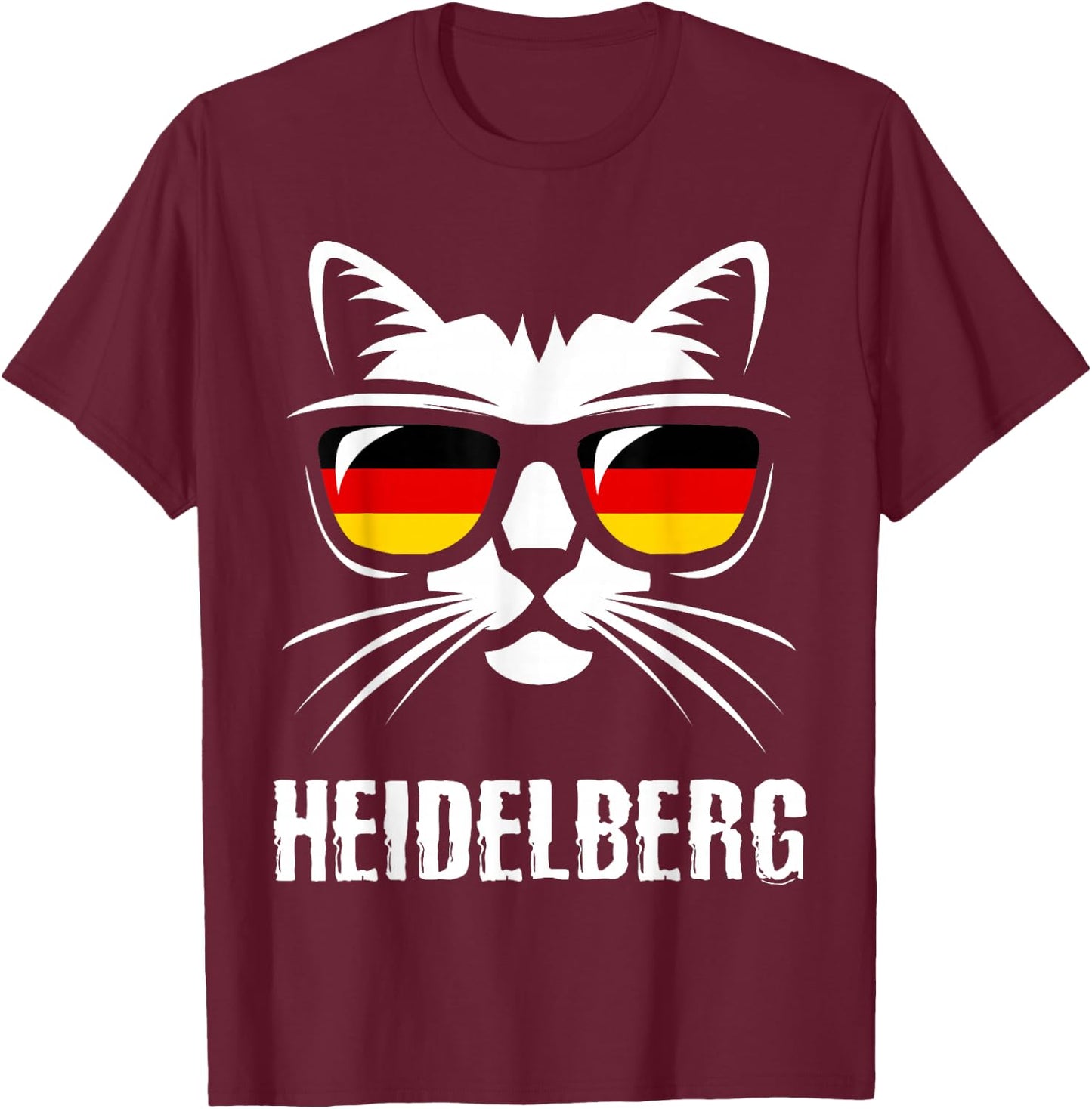 Heidelberg City Funny Cat German Flag Germany T-Shirt - T-Shirt | Maroon