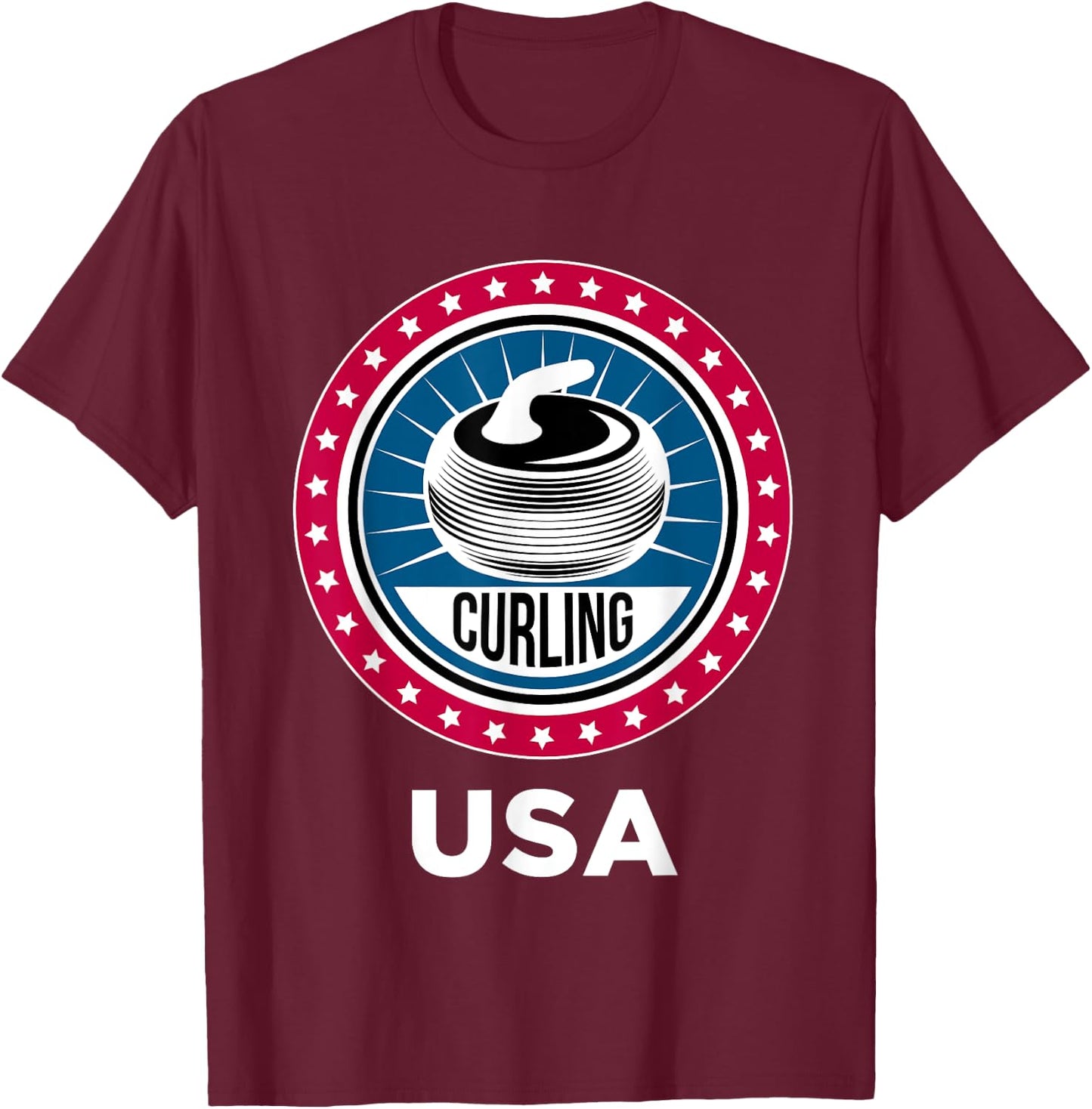 Curling USA Support the Team USA Flag Curl Clean T-Shirt - T-Shirt | Maroon