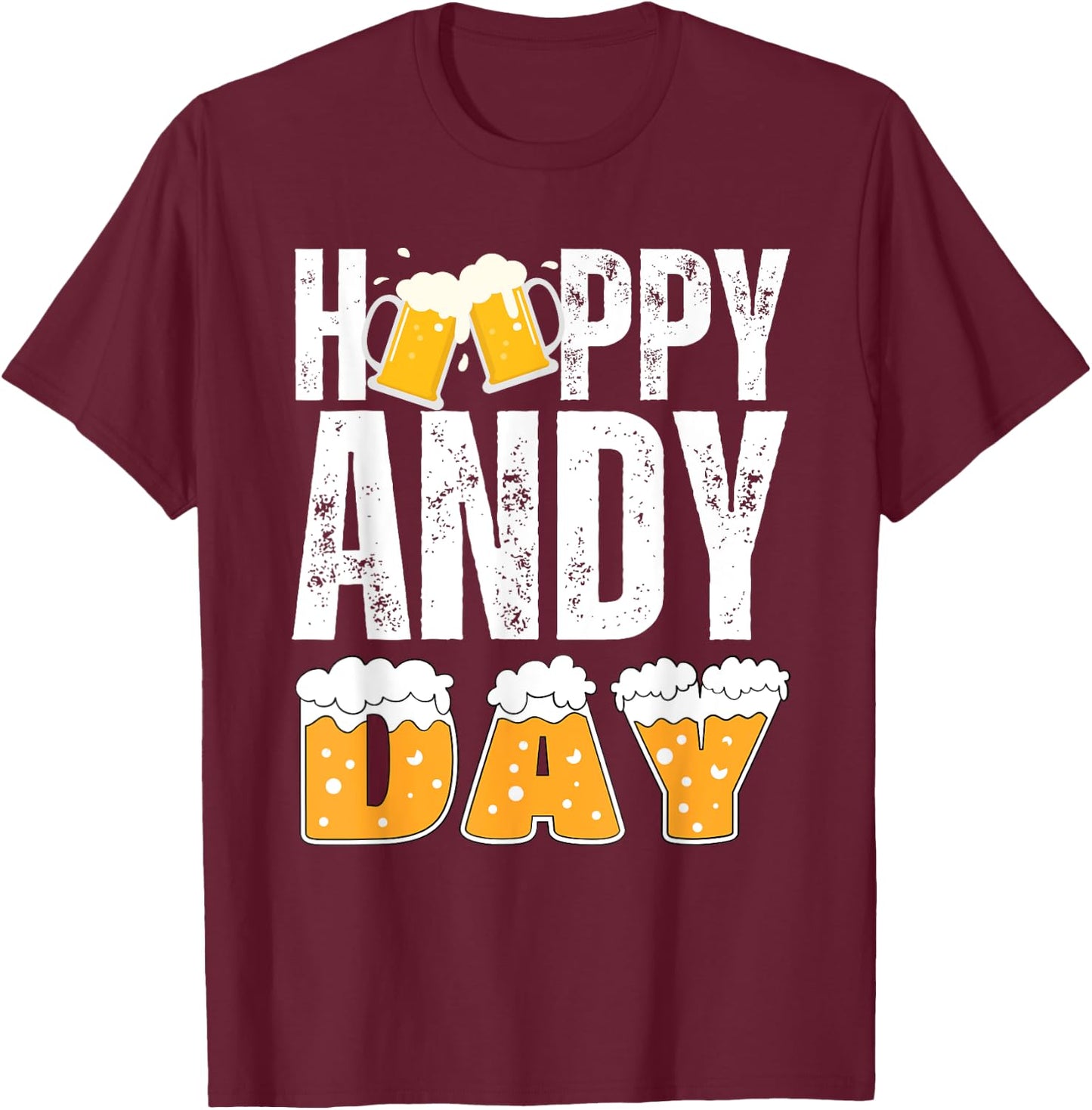 Vintage ANDY Gifts Name Matching Birthday Party Beer Lover T-Shirt - T-Shirt | Maroon