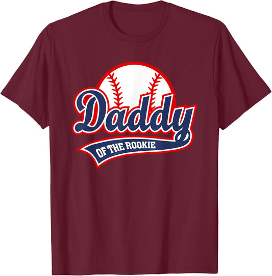 Daddy Of The Rookie Baseball Vintage Graphic Dad T-Shirt - T-Shirt | Maroon