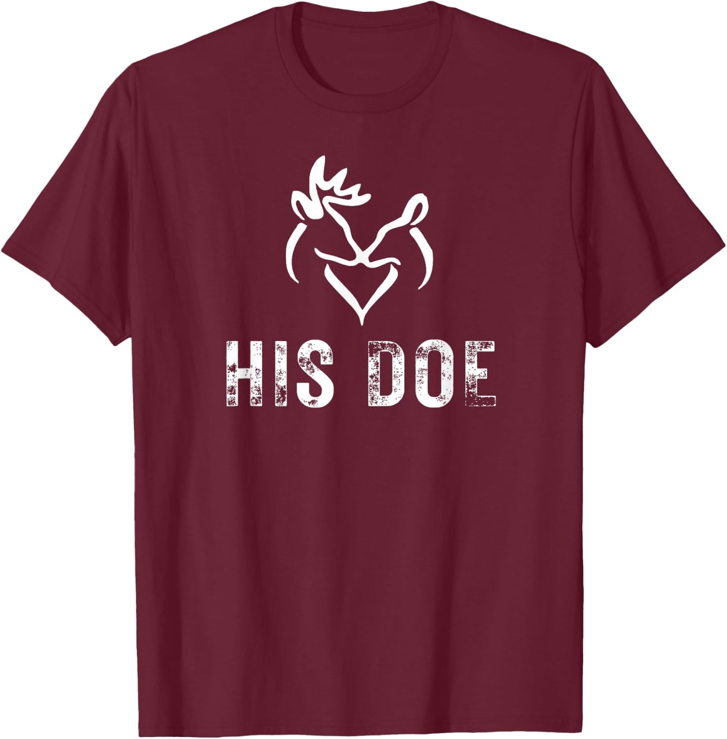 His Doe Matching Hunting Couples Valentines Day Gf T-Shirt - T-Shirt | Maroon