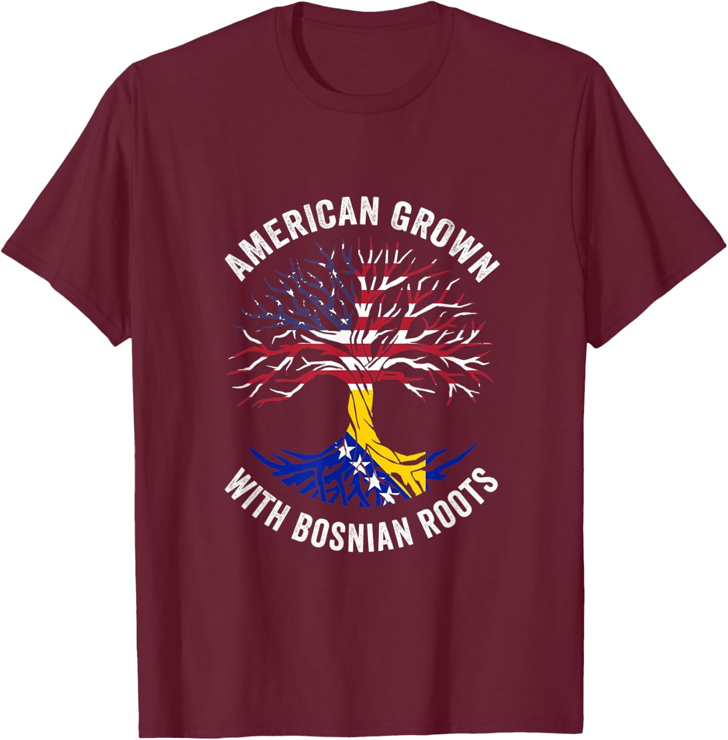 USA American Grown With Bosnian Roots Bosnia and Herzegovina T-Shirt - T-Shirt | Maroon