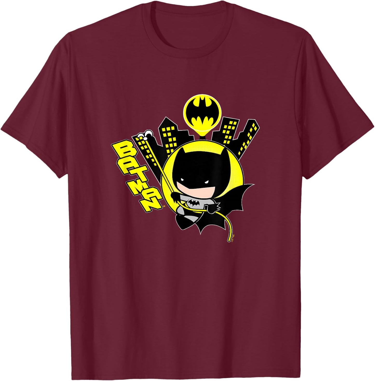DC Comics Batman Vintage Cute Chibi Gotham Hero T-Shirt - T-Shirt | Maroon