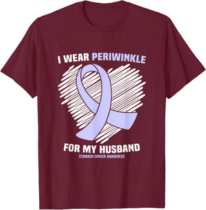 I Wear Periwinkle For My Husband Stomach Cancer Awareness T-Shirt - T-Shirt | Maroon