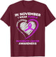 In November We Wear Purple Heart Pancreatic Cancer Awareness T-Shirt - T-Shirt | Maroon