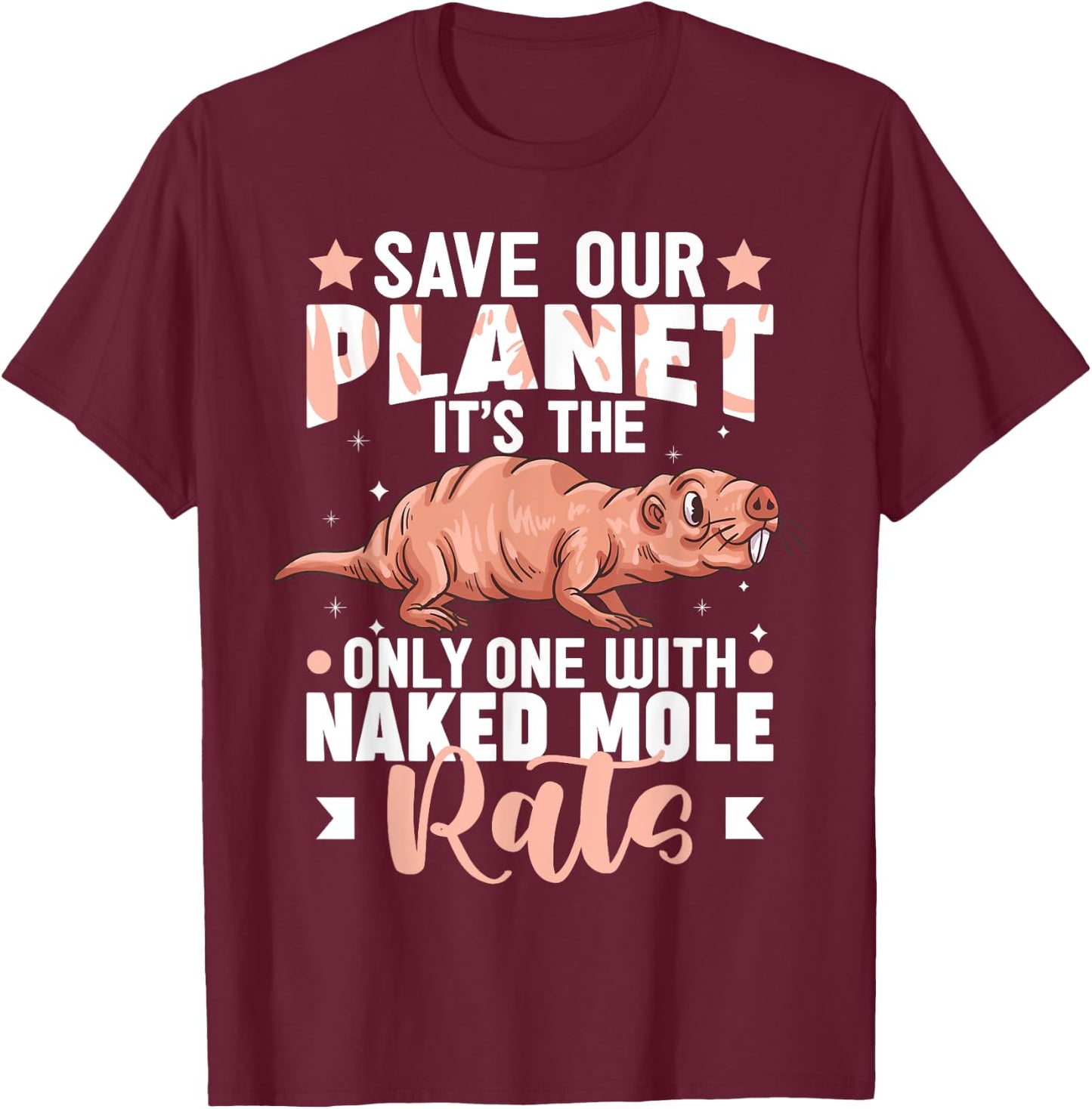 Naked Mole Rat Animals African Rodent T-Shirt - T-Shirt | Maroon